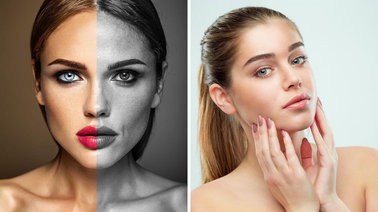 2 images of womens faces with clear skin from Vitamin B6 The Best 5 Vitamin B6 Gummies 